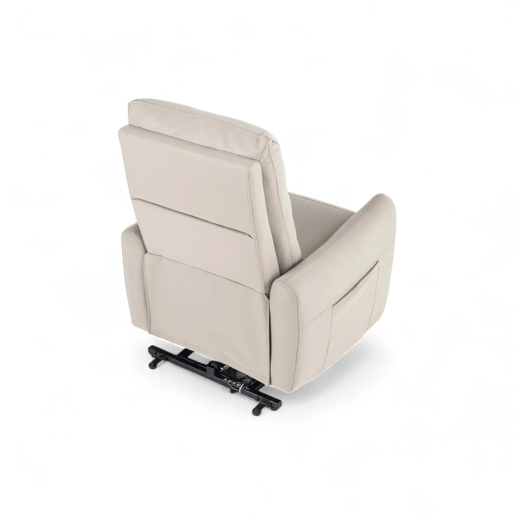 Poltrona Elétrica Viena em courino bege claro com design acolhedor e sistema lifting