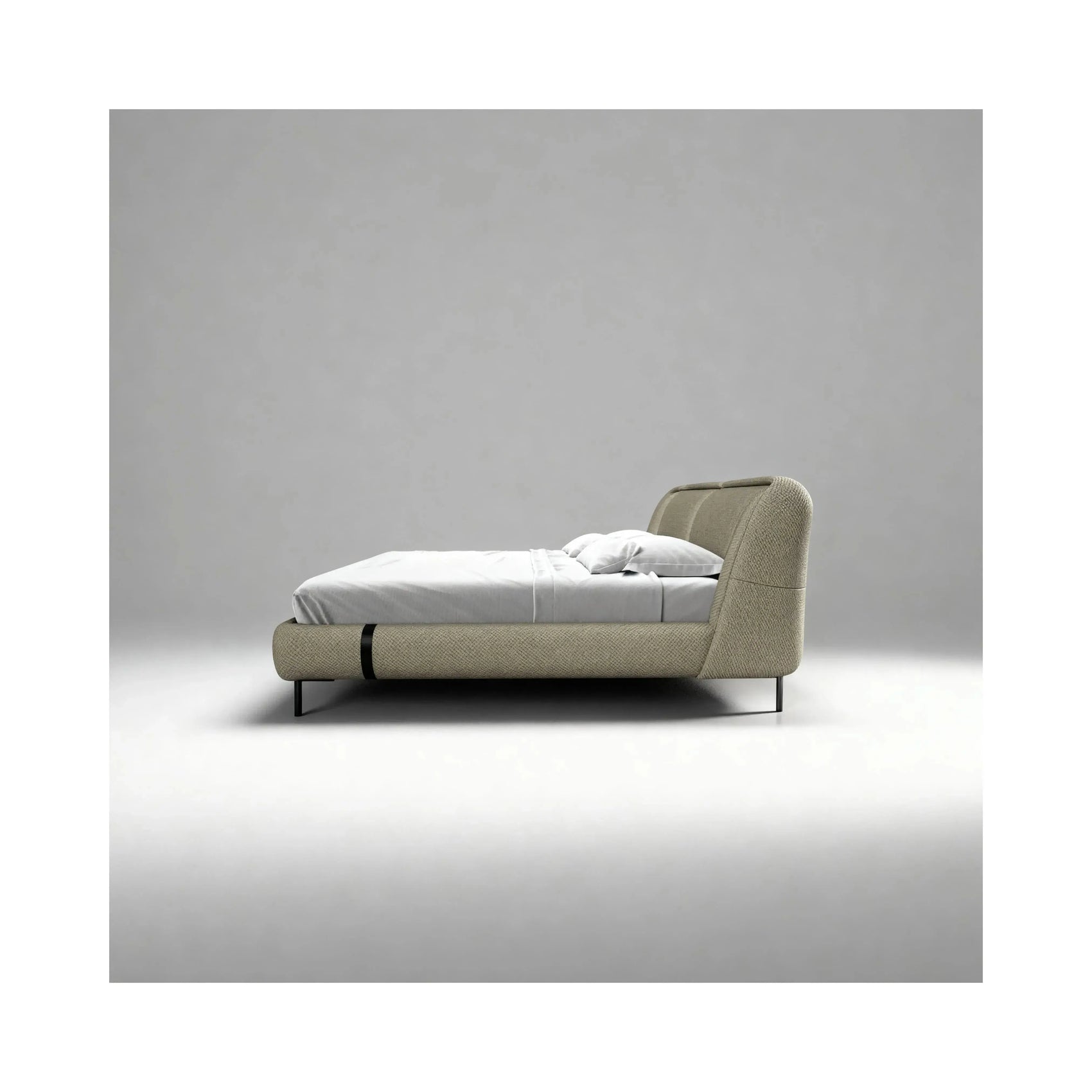 Cama Vila – cama estofada minimalista e aconchegante em eucalipto de reflorestamento