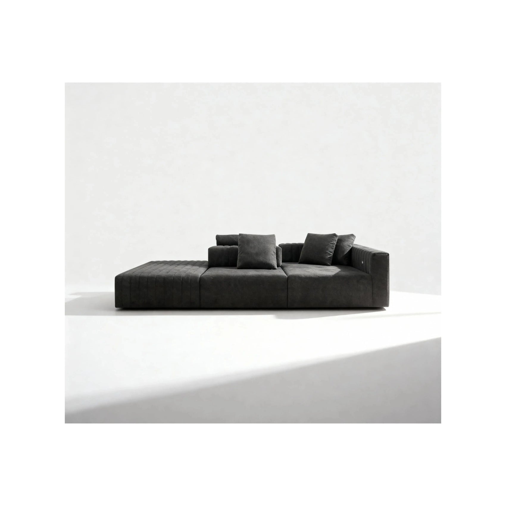 Sofá Yuno Noa Living – sofá com braços curvos, design orgânico e puff integrado