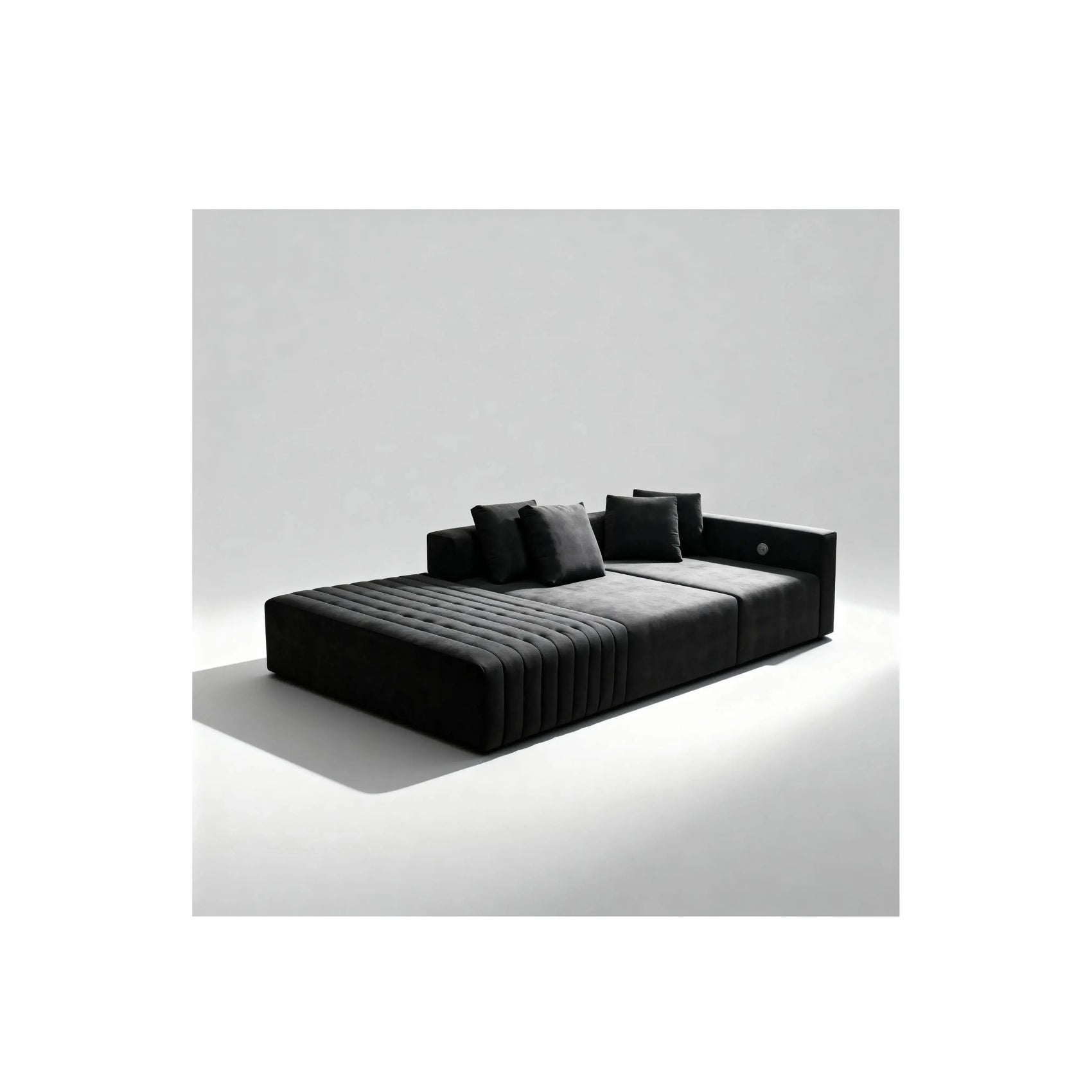 Sofá Yuno Noa Living – sofá com braços curvos, design orgânico e puff integrado