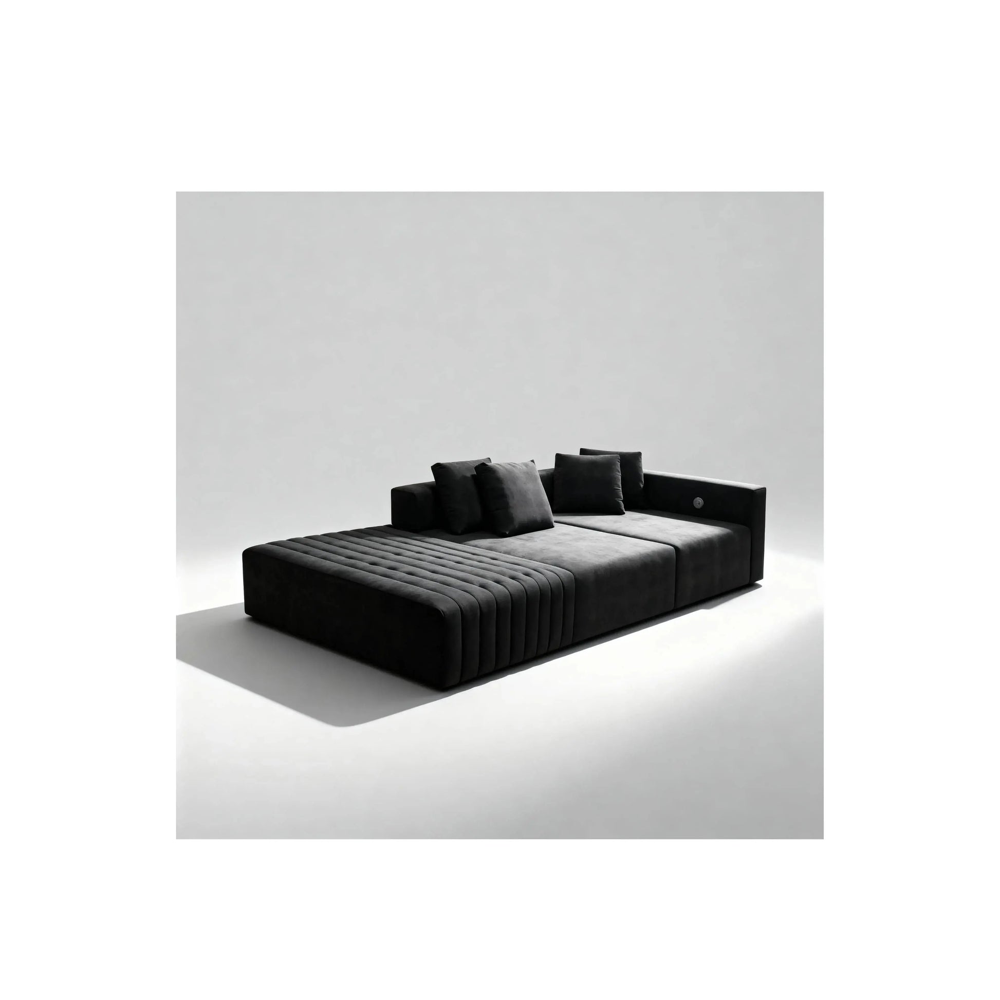Sofá Yuno Noa Living – sofá com braços curvos, design orgânico e puff integrado